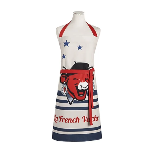 Tablier blanc rayé bleu La Vache qui rit