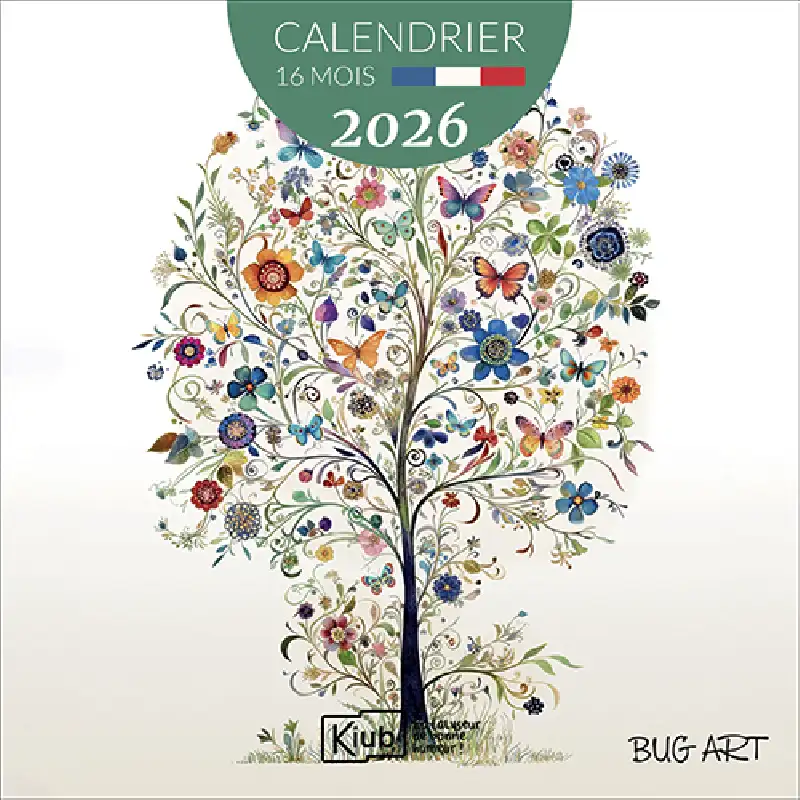 CALENDRIER CLASSIQUE 16 MOIS 2026 BUG ART PORTFOLIO
