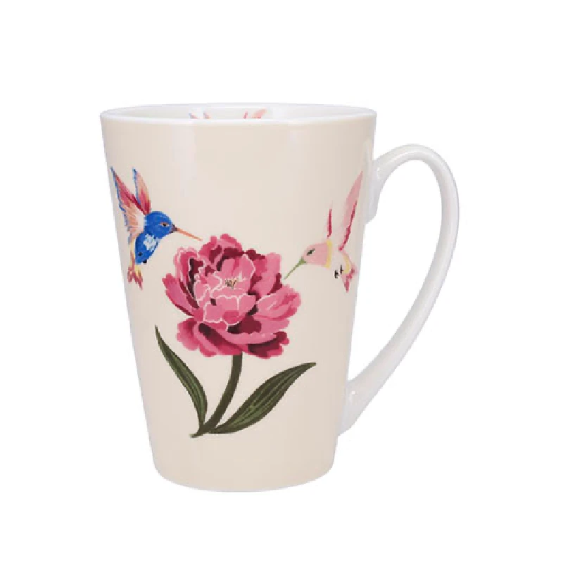 MUG XL CONIQUE 500 ML + BOITE OUVERTE PIVOINES ET COLIBRIS