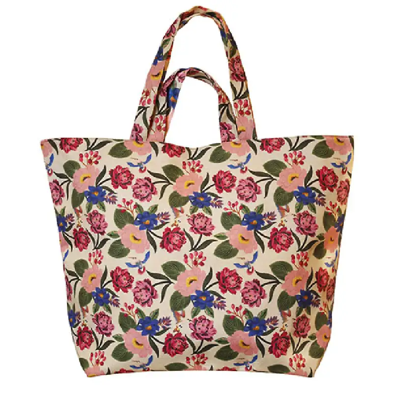 SAC CABAS XL PIVOINES ET COLIBRIS
